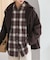メタルボタンオンブレーチェックルーズシャツ