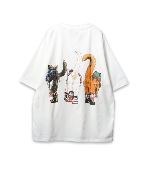 【CORISCO】 度詰め天竺キャットプリントTEE ネコプリント