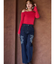 カットワーク刺繍デニムストレートパンツ
