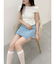リボンプリントデニムラップスカパン
