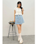 リボンプリントデニムラップスカパン