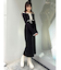 3WAY配色ストラップバッククロスロングスリーブワンピース