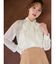 シフォンラッフルフリルボウタイブラウス