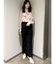 シフォンラッフルフリルボウタイブラウス