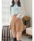 シフォンラッフルフリルボウタイブラウス