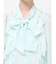 シフォンラッフルフリルボウタイブラウス