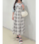 レースチェックプリントバックシャンワンピース