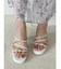 バイカラーワンポイントパールストラップヒールサンダル