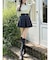 異素材プリーツラッフルリブニット