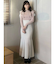 異素材プリーツラッフルリブニット