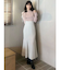 異素材プリーツラッフルリブニット