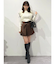 異素材プリーツラッフルリブニット