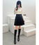 パール付きフレアスリーブリブニット
