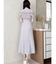 異素材ドッキングオフショルニットハーフスリーブワンピース