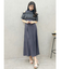 異素材ドッキングオフショルニットハーフスリーブワンピース
