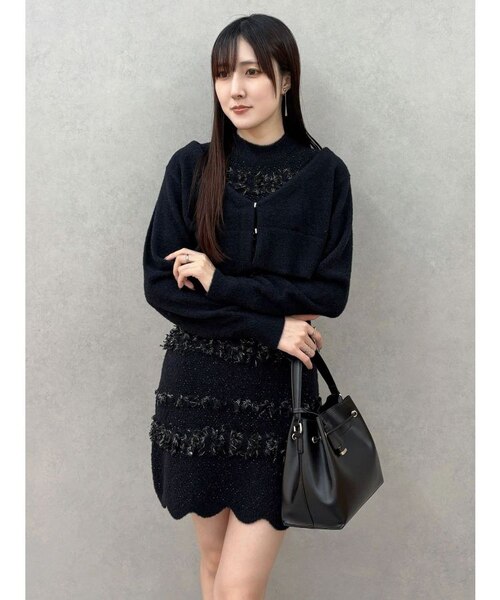 m me eme ニットツイードアンサンブルミニワンピース エムミーエメ ニットツイードアンサンブルミニワンピース - メルカリ