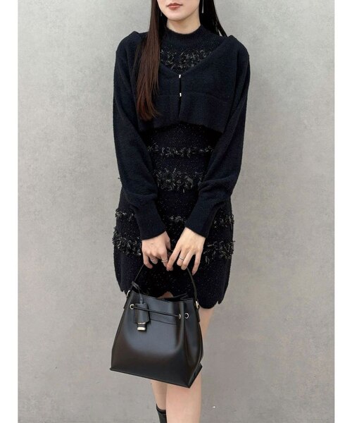 ツイードニットミニワンピースカーデアンサンブル｜マーキュリーデュオ