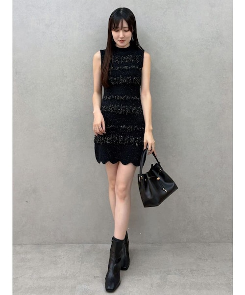 m me eme ニットツイードアンサンブルミニワンピース エムミーエメ ニットツイードアンサンブルミニワンピース - メルカリ