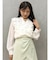 シフォンロングスリーブラッフルブラウス