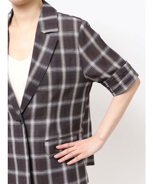 極美品✨AMERI リバーシブル ジャケット ハーフスリーブ チェック柄 F 極美品✨AMERI リバーシブル ジャケット ハーフスリーブ