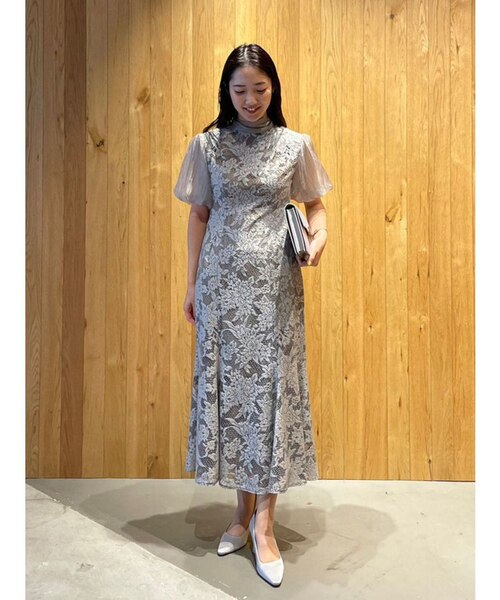 【美品】ラグナムーン LADYジャガードレースフレアーワンピース S 結婚式 Mサイズ】LADYジャガードレースフレアーワンピース LAGUNAMOON