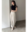 ツイードジップハイウエストワイドパンツ