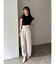 ツイードジップハイウエストワイドパンツ