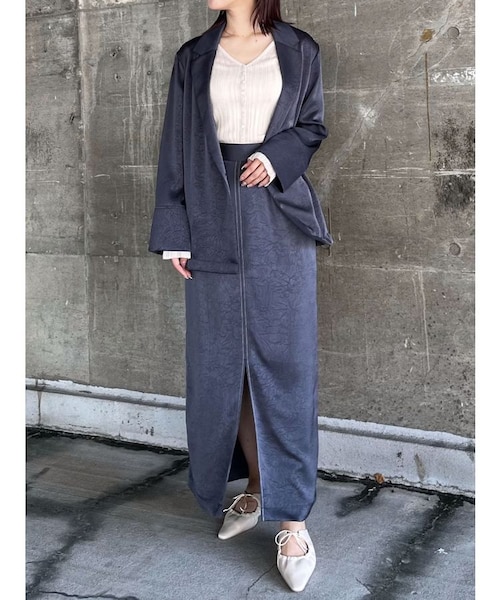 QUNG / シレナセンタースリットsk ワッシャーサテンスリットスカート｜ラグナムーンの通販｜&mall