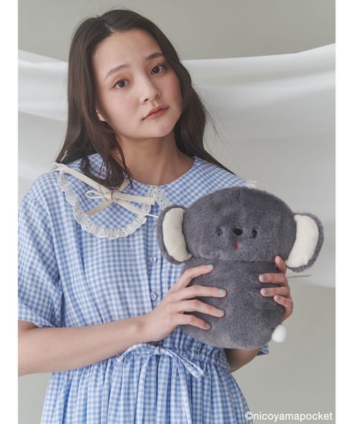 メリージェニーにこやまポッケおすわりコアラのぬいぐるみギンガムチェックワンピース にこやまポッケ】おすわりコアラのぬいぐるみギンガムチェック