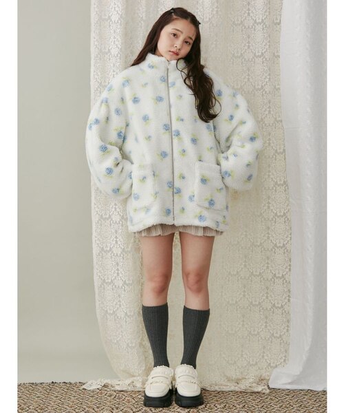 メリージェニー リボンブルゾン ブルー 新品 コート アウター ジャケット merry jenny Ribbon Stitch blouson（ブルー） -靴