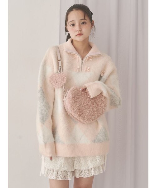 fluffyアーガイルZIPニット｜メリージェニーの通販｜&mall（アンド