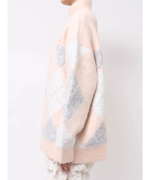 fluffyアーガイルZIPニット｜メリージェニーの通販｜&mall（アンド