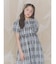 pindot checkスカラップワンピース