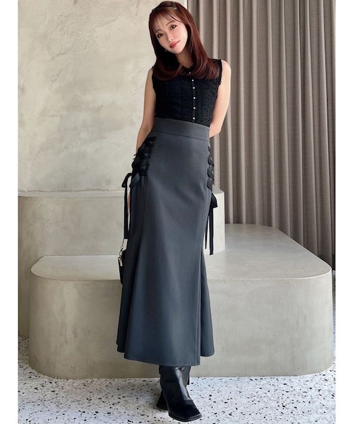 スリットリボンマーメイドスカート M DOLLY original* slit ribbon mermaid skirt/スリットリボン