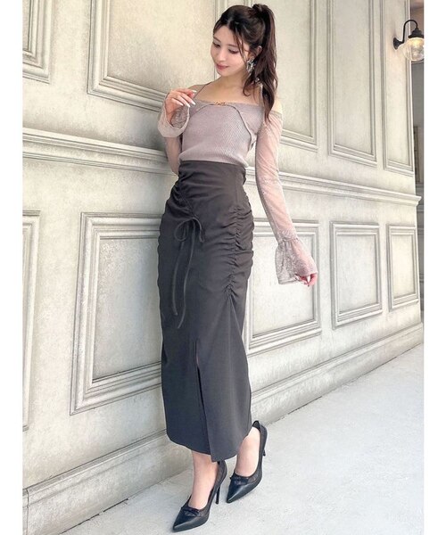 ギャザーデザインタイトスカート｜リゼクシーの通販｜&mall