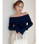 リブニットオフショルトップス