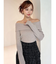 リブニットオフショルトップス