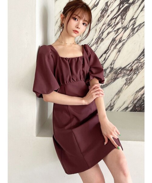 最終値下げ✴︎セントルーニー:ミニ丈リブ切り替えバルーンワンピ 小柄女性の魅力を最大限に｜リブ切替バルーンミニワンピース