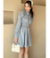 シャーリングデザインミニシャツワンピース