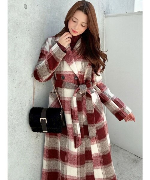 ミディレングスシャギーチェックコート｜リゼクシーの通販｜&mall