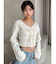 フラワーエンブロイダリーニットトップス