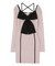バイカラーフロントリボンニットミニワンピース