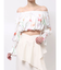 【memorif.】フラワークロップドオフショルブラウス
