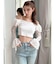 スリーブレースリブカットトップス