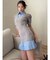 シャツレイヤードミニニットワンピース