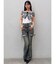 バイカラーリボンオフショルニットトップス
