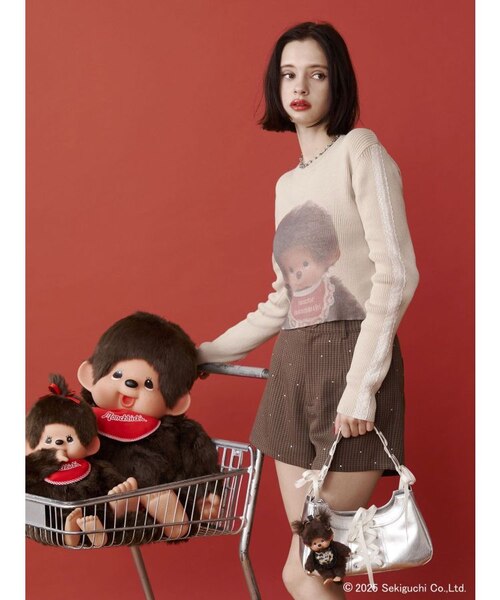 【新品・未使用】jouetie×モンチッチ フォトプリントニット　アイボリー　Ｍ monchhichi×jouetie】フォトプリントニット｜ジュエティの通販｜&mall