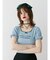 レースネックロゴパフTシャツ