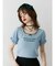 レースネックロゴパフTシャツ