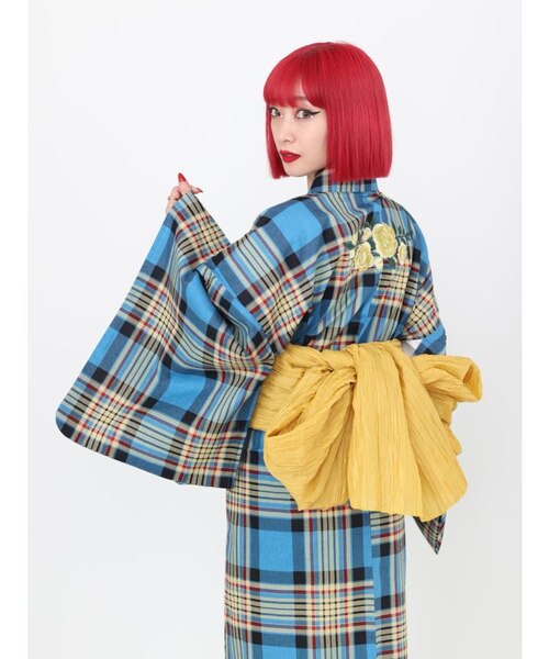 バックローズチェック柄浴衣セット｜ジュエティの通販｜&mall（アンド